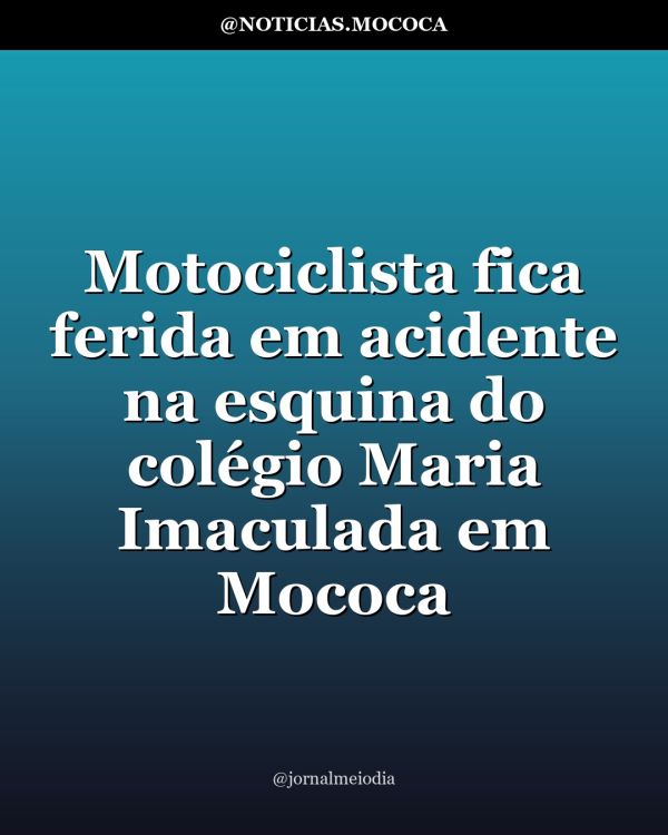 Motociclista fica ferida em acidente na esquina do colégio Maria Imaculada em Mococa