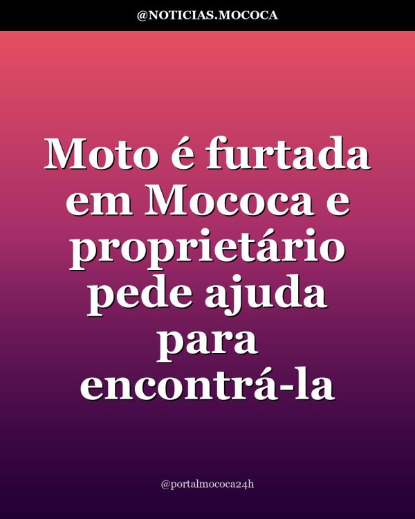 Moto é furtada em Mococa e proprietário pede ajuda para encontrá-la