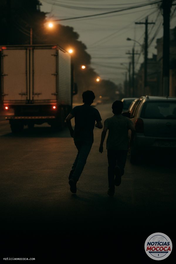 Adolescentes aparecem entre veículos em Mococa durante a noite