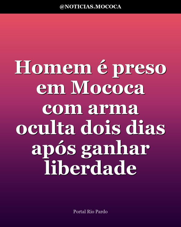Homem é preso em Mococa com arma oculta dois dias após ganhar liberdade