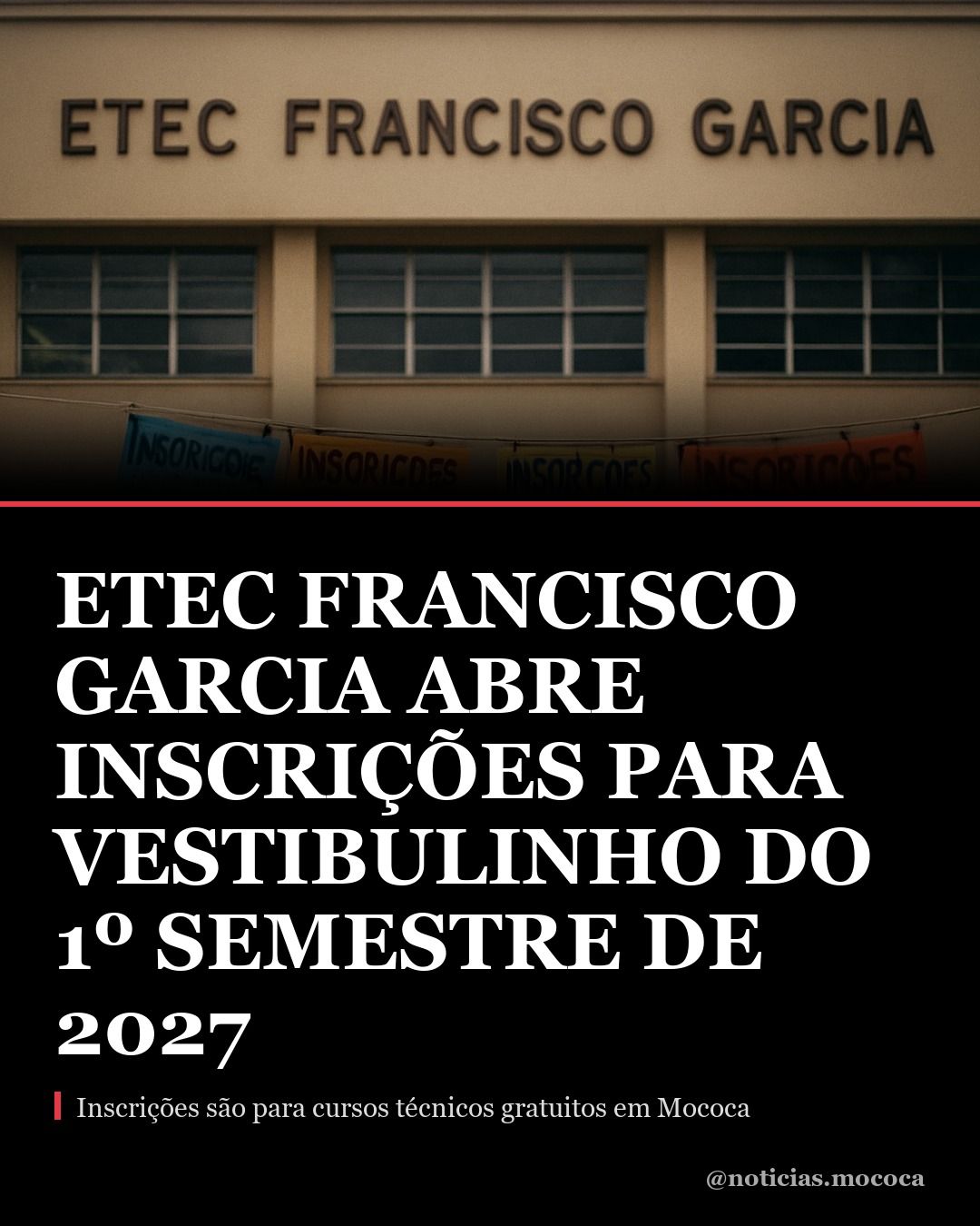 ETEC Francisco Garcia abre inscrições para vestibulinho do 1º semestre de 2027