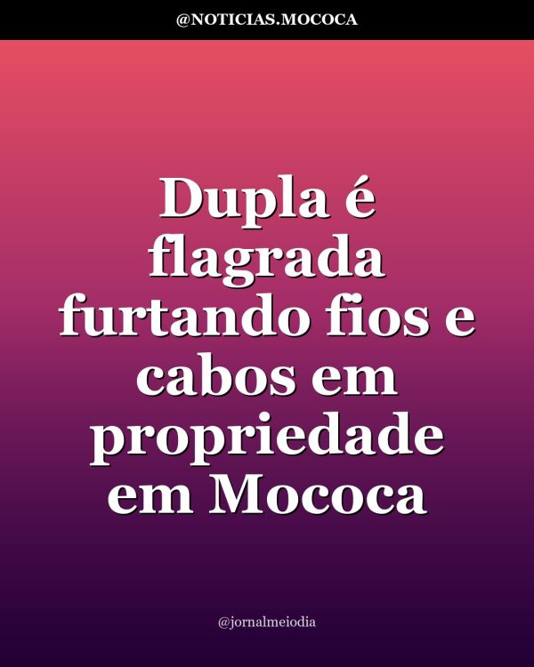 Dupla é flagrada furtando fios e cabos em propriedade em Mococa