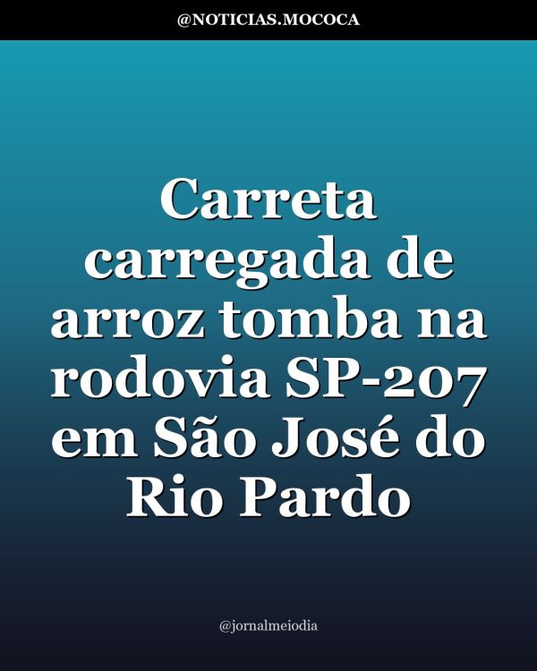 Carreta carregada de arroz tomba na rodovia SP-207 em São José do Rio Pardo