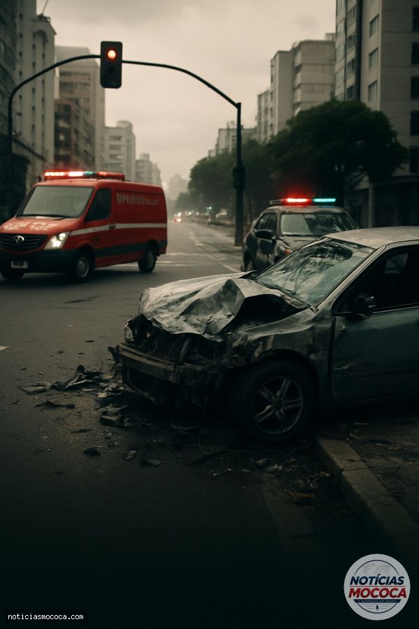 Acidente entre dois carros deixa uma pessoa ferida no Centro de Mococa
