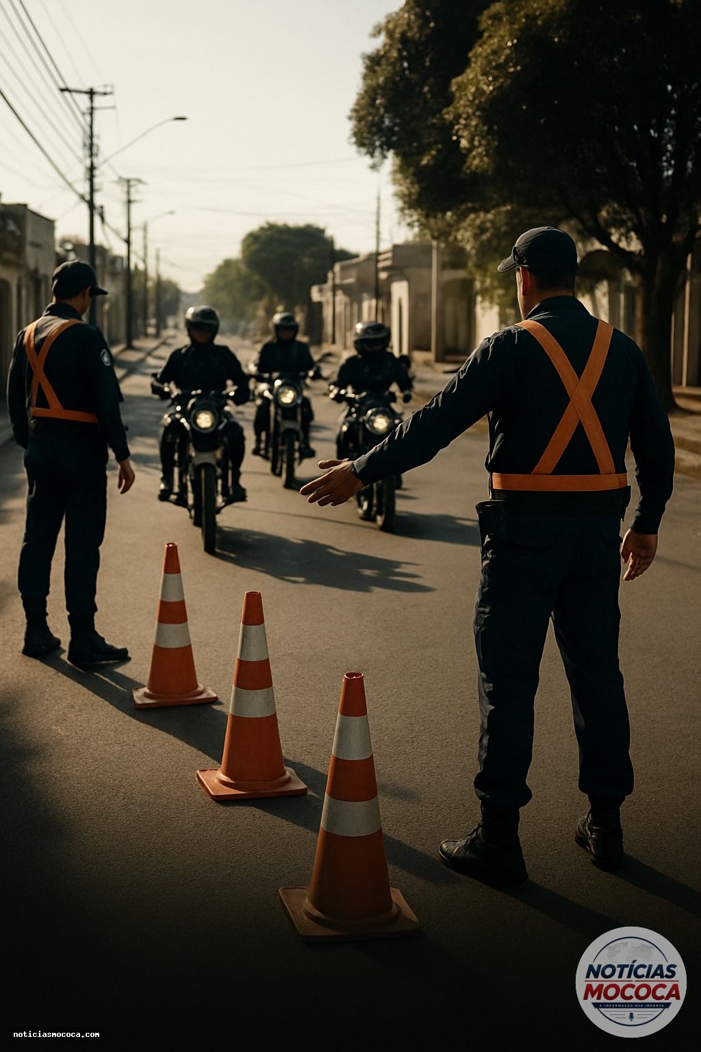 Agentes de trânsito ajudam Detran durante prova de moto em Mococa