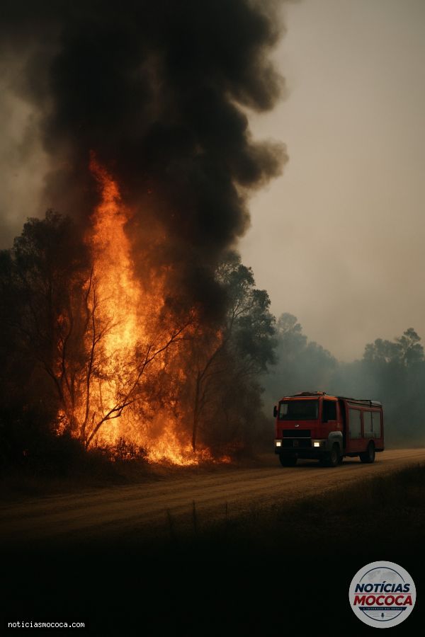 Incêndio atinge área de mata próxima ao condomínio Monte Carlo em Mococa