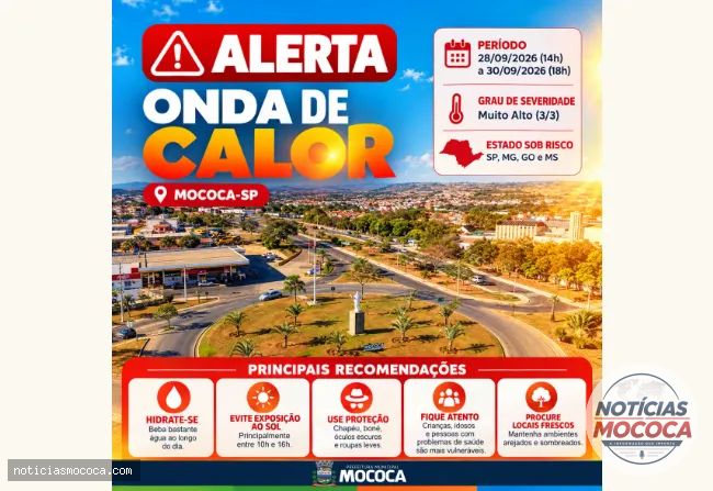 Calor intenso atinge Mococa e provoca alerta para a população