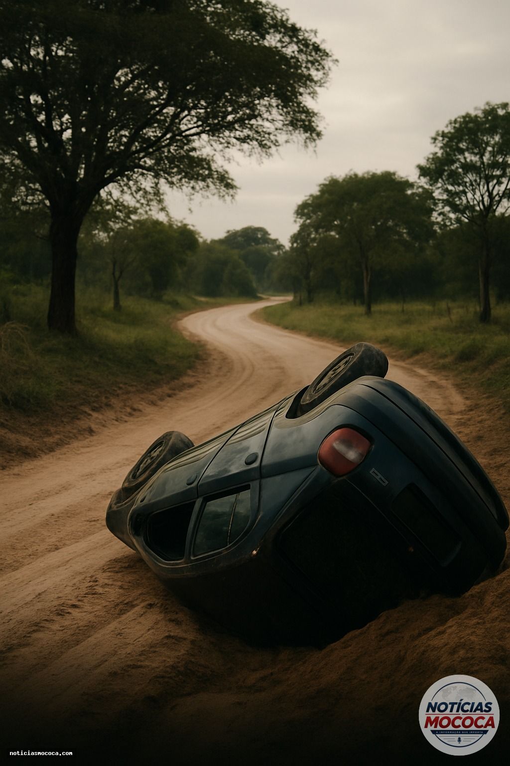 Homem fica levemente ferido após carro capotar na estrada para Mococa
