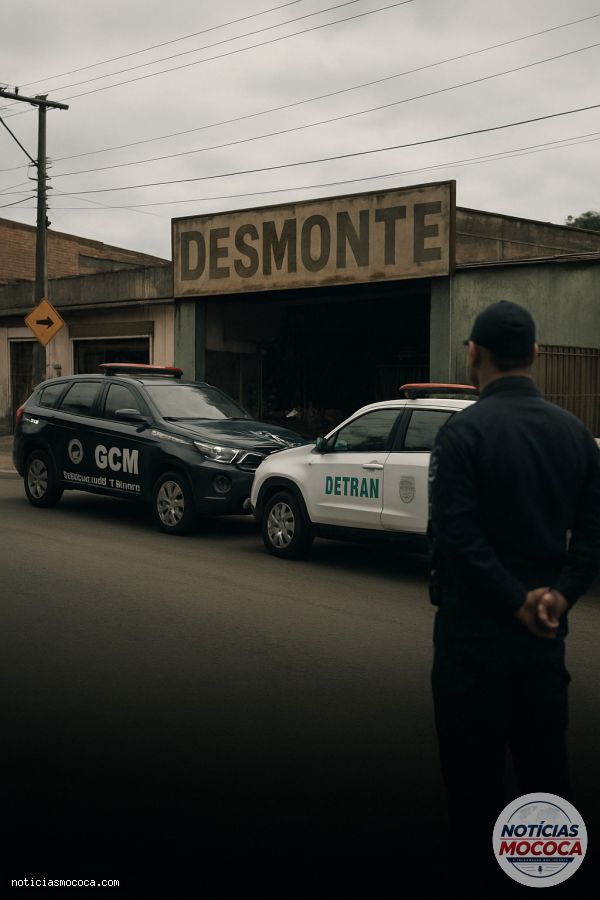 GCM e Trânsito de Mococa apoiam Detran em operação de fiscalização de desmonte